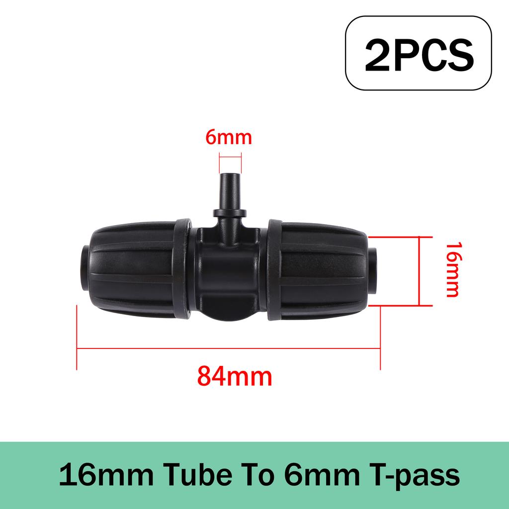 2pcs 3/4 Inch Faucet Adapter 8/11mm Locking Barb 3 Way T-Type Drip Hose Connection Fitting for Irrigation Spray Cooling System