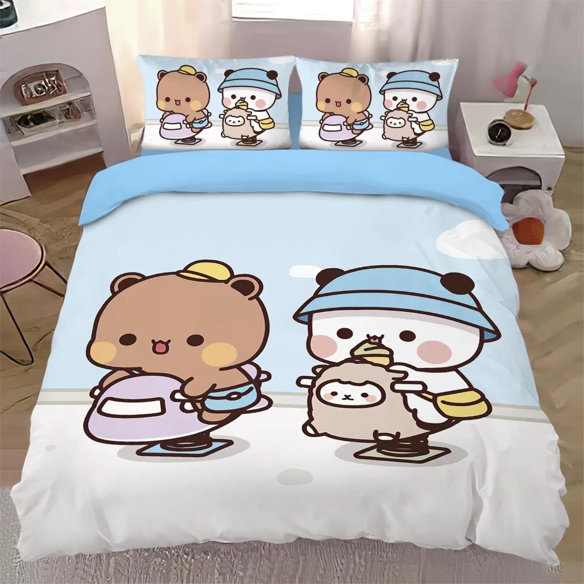 Милый набор постельного белья с Бубу и Дуду Милая пододеяльник и наволочки Бубу Дуду Односпальный Двуспальный Queen King 70x133cm 3pcs