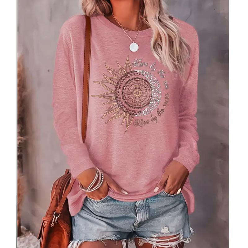 2025 Autumn & Winter Women's New Casual Crew Neck Long Sleeve Top 3D Retro Pattern