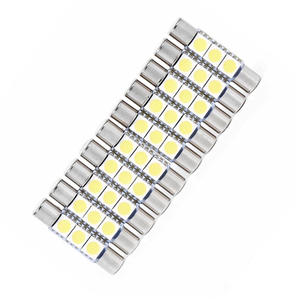 10Pcs Long-Lasting Car LED Fuse Bulb Energy-Efficient Reading Lamp Bulb Sun Visor Mirror Light