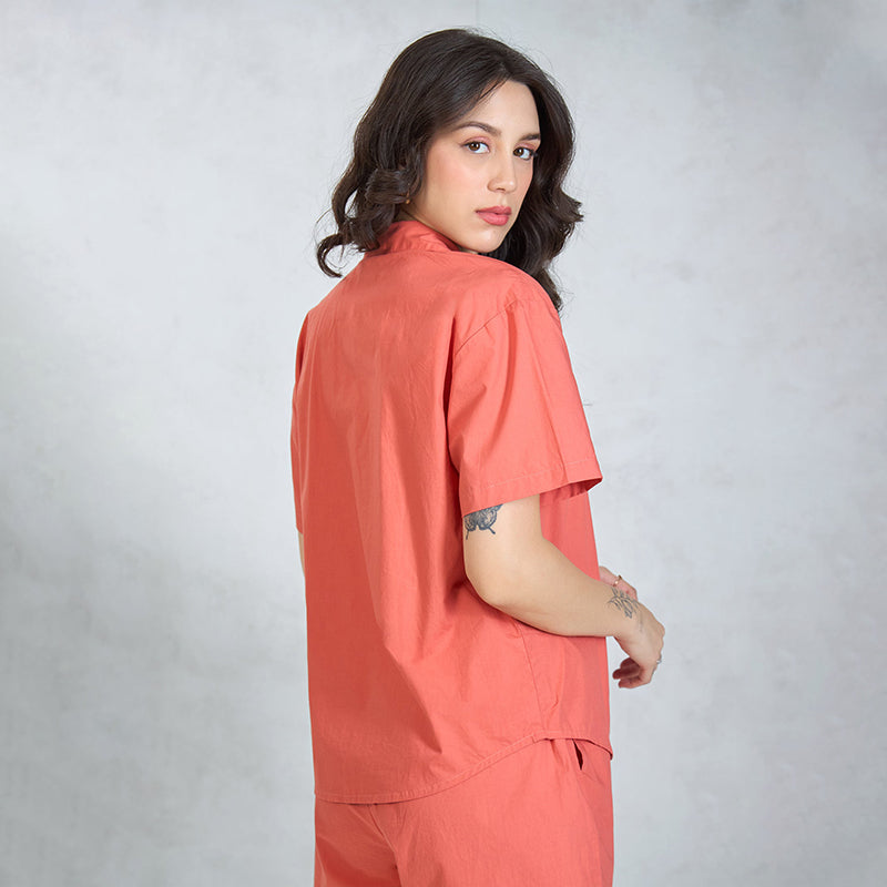 Virgio Women Regular Length Half Relaxed Fit Sweetheart Neck Shirt Collar Shirt