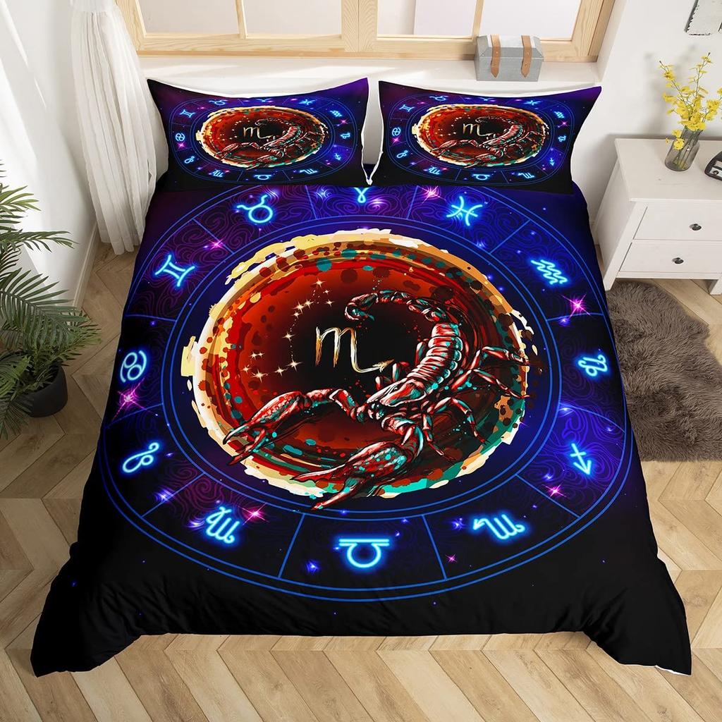 Sun and Moon Duvet Cover Twelve Constellations Duvet Cover Universe Theme Bedding Set for Kids Boys Girls Teens Gifts Room Decor