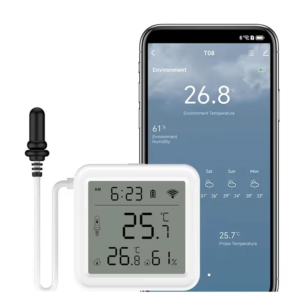 Remote Temperature Humidity Meter WiFi Connection External Detectors Immediate Alerts ABS for Industrial Household Use