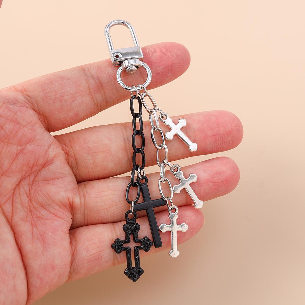 Gotisches Legierungs-Kreuz Schlüsselanhänger Männer Frauen Stern Schlüsselring Anhänger für Handtaschen-Dekor DIY Handgemachter Schlüsselanhänger Geschenke