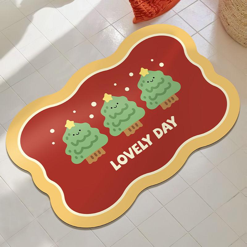 Weiche Kieselgur Weihnachts-Elemente Toilette Haushalt Fußmatte Toilette Saugmatte Badezimmer Tür Rutschfeste Fußmatte Teppich