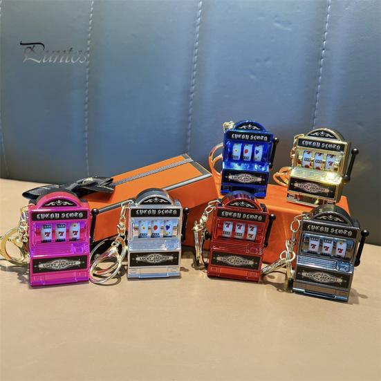 Mini Casino Game Console Keychain Portable Plastic Key Chain Fun Gift for Gamers Multi-Functional Gaming Key Ring