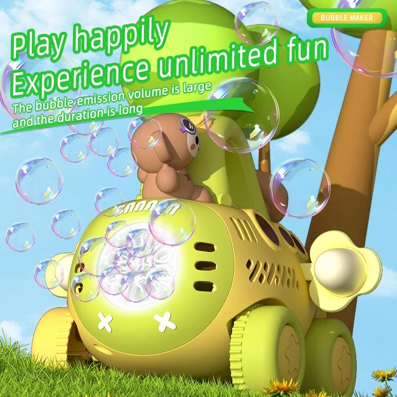 Children Hand Push Bubble Cart Baby Soap Bubbles Machine Automatic Blowing Cute Animal Walker Push Child Outdoor Games Toys Kids