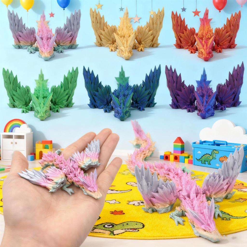 Colorful 3D Printed Dragon Egg Crystal Ornament Set - Creative and Trendy Toy and Gift.