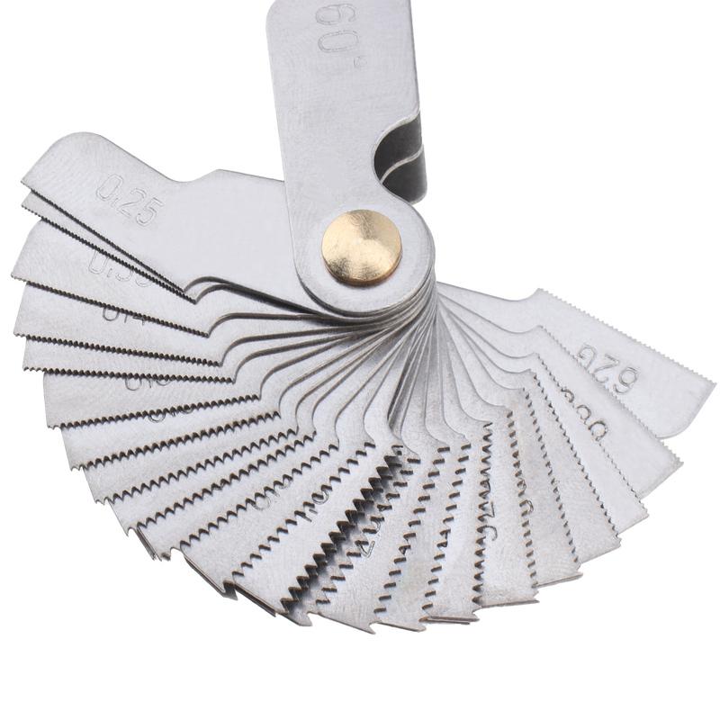 52pcs Stainless Steel Thread Gauge Metric and Imperial 55 60 Degree SAE Precision Gear Tooth Screw Thread Pitch Gauge Size Tool