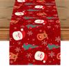Linen Christmas Table Flag with Snowman & Santa Prints - Festive Table Mat Decorations