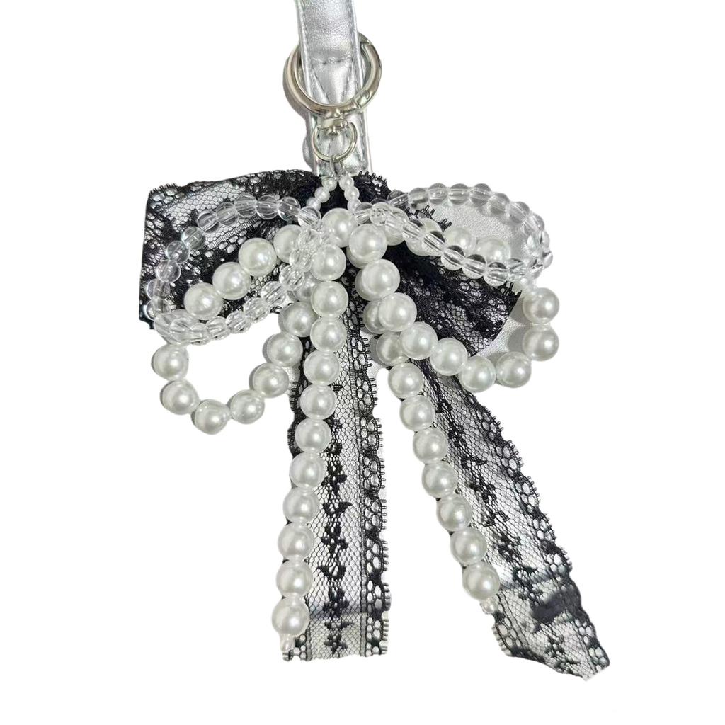Imitation Pearls Bowknot Keychain Butterfly Knot Pendant for Women Handbags and Backpacks Colorful Key Chain Ornament