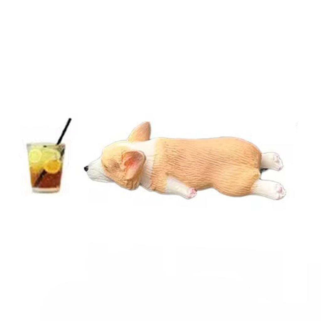 Cute Car Accessory With Mini Resin Corgi And Drink Sleeping Corgi Car Dashboard Decoration Funny Dog Rearview Mirror Decor