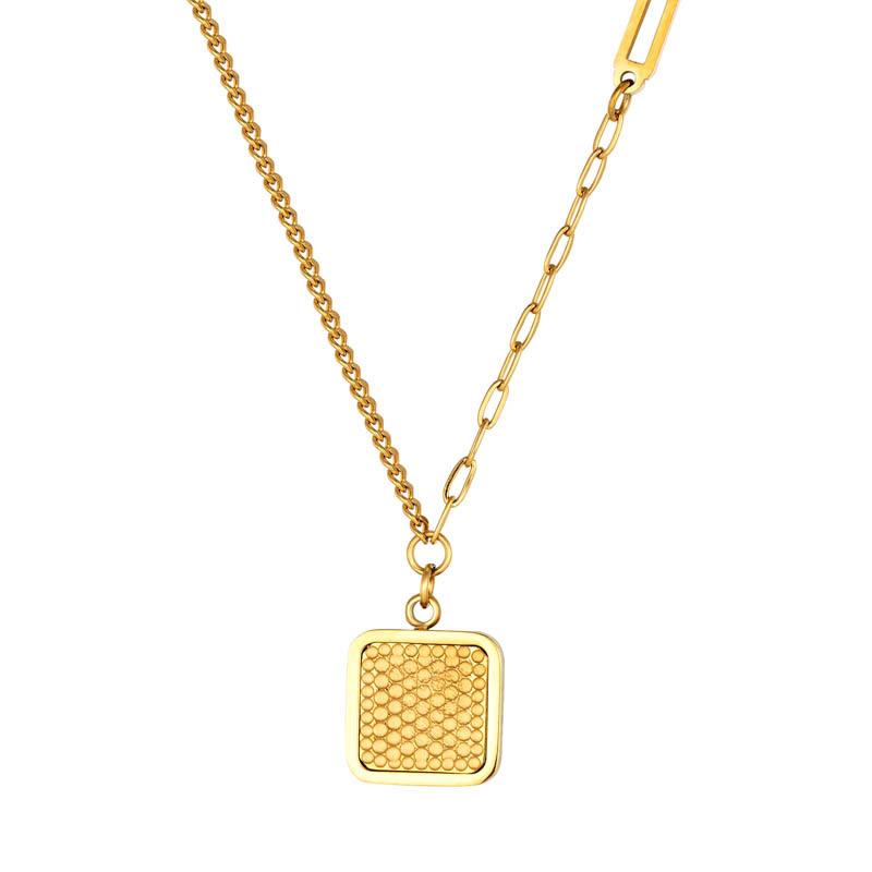 Square Honeycomb Necklace Stacked Collarbone Chain Women'S Niche Non-Fading Jewelry Premium Durable Quality Useful
