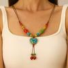 JMXD-Creative Retro Ethnic Style Hand-woven Long Sweater Chain Literary and Versatile Ceramic Love Necklace Accessories