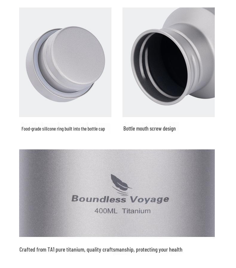 Ultra-Light Pure Titanium Water Bottle - Large Capacity, Wide Mouth, with Handle for Camping & Sports