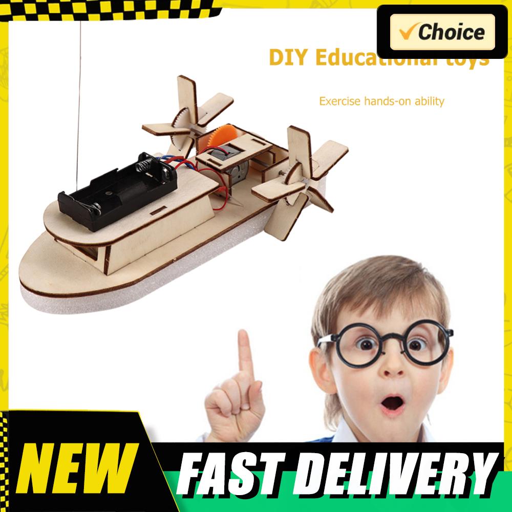 Students DIY Paddle Wheel Ship Assembling Model Remote Control Toys Material Kits Kids Educational Toys Science Experiments