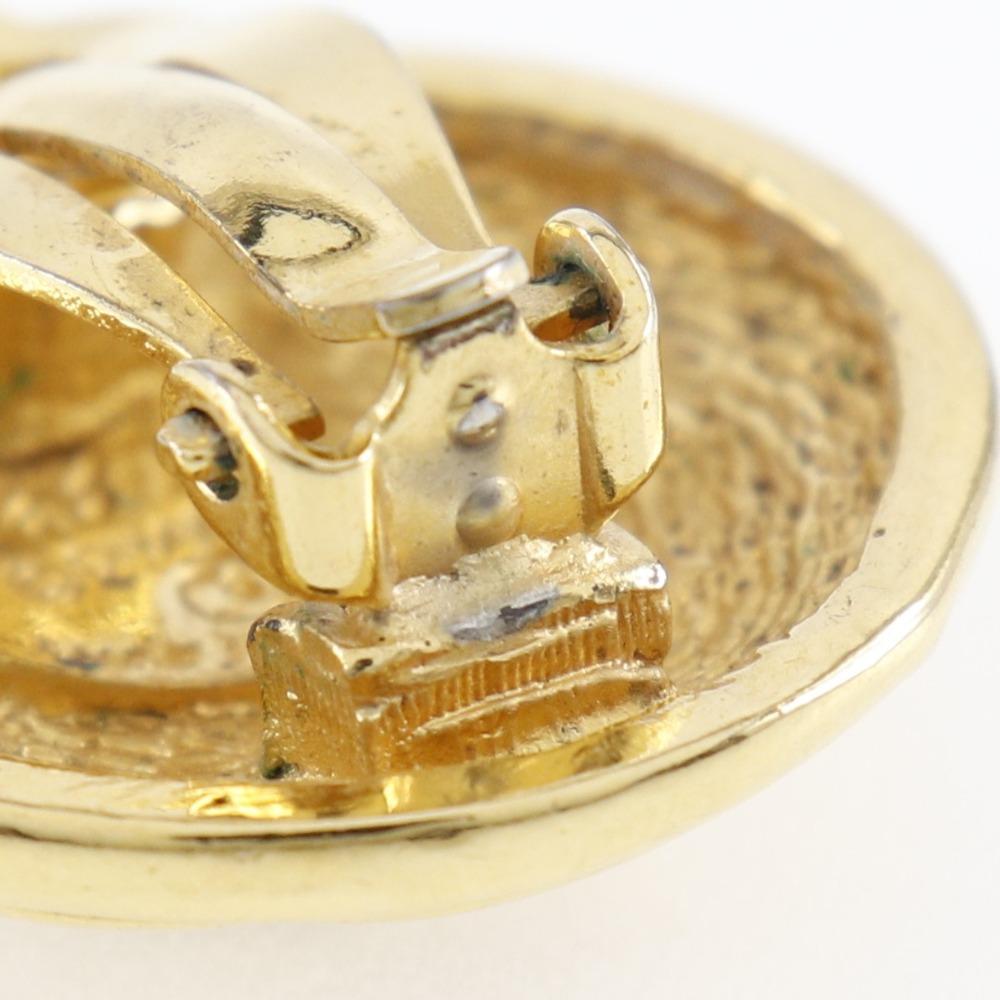 Chanel COCO Mark Earring Matelasse Vintage Plated Gold 18.1g Women Used