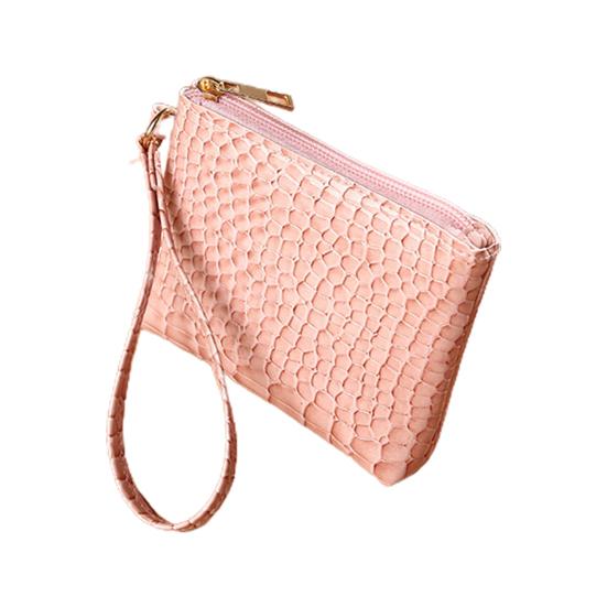 Clutch Bag Crocodile Pattern Smooth Zipper Solid Color Hand Ring Waterproof Faux