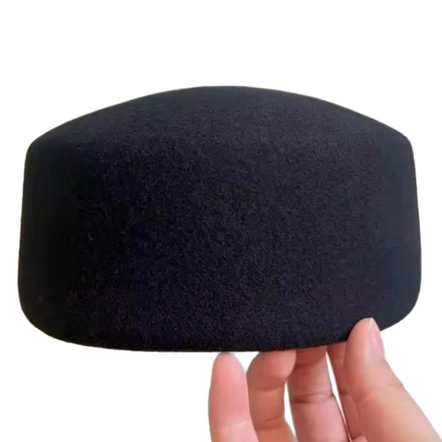 Neue Damen 100% Woll-Barettmütze - Herbst/Winter Französische Filz-Flachkappe Pillbox-Stil