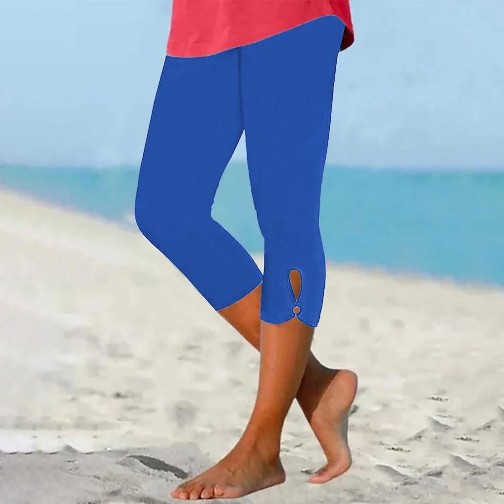 Women's Pink Capri Leggings with Stylish Cutout Design, Comfortable and Stretchy Fabric for Yoga and Everyday Wear