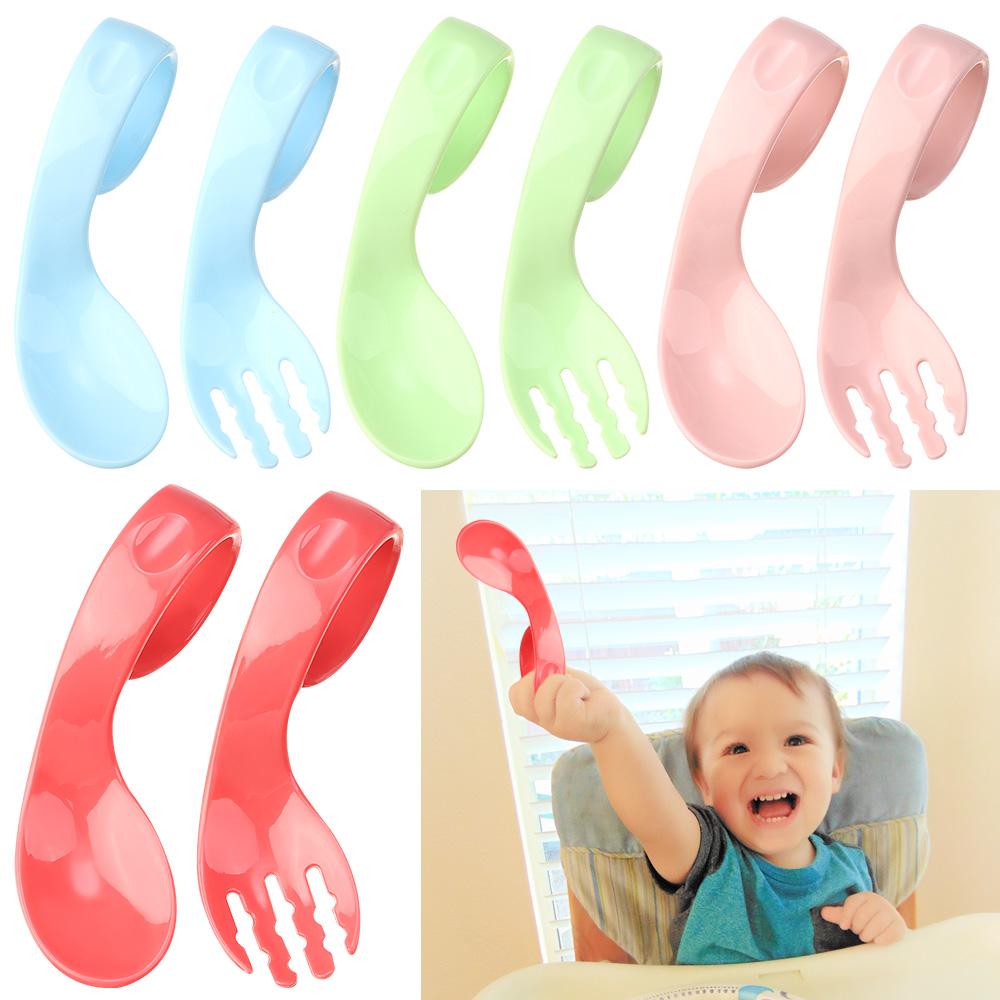 Portable Tableware Sets Antislip Utensils Infant Training Baby Twist Fork Spoon Suit 2Pcs/Set