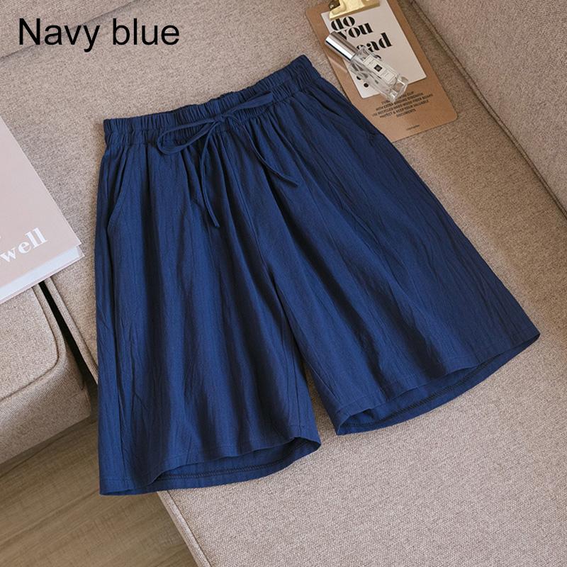 Frauen Sommer Elastische Taille Breite Bein Hosen Kordelzug Shorts Strand Shorts Lose Beiläufige Einfarbig