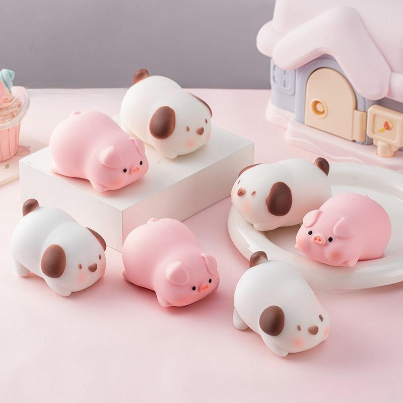 Lustiges Zieh-Haustier Quetschspielzeug Welpe Schweinchen Dehnbares Tier Stressbälle Erwachsene Kinder Sensorisches Spiel Therapie Anti-Angst Fidget Spielzeug