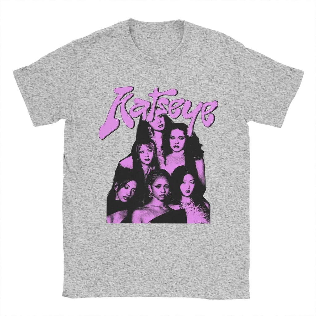T-shirt KATSEYE K-pop Girl Group Rosa Carattere Retrò & Stampa di Gruppo delle Membri | Unisex Cotone Casual Manica Corta Top Vintage Streetwear