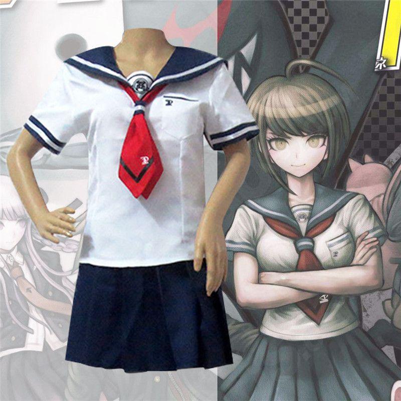Danganronpa Another Episode Naegi Komaru Elegant White And Navy Blue Uniform Skirt Cosplay Costume With Sock