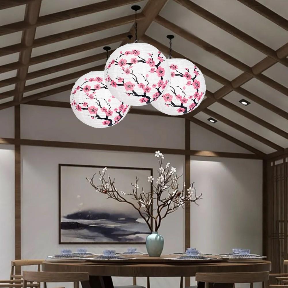 3 Stück Pflaumenblüten Design Papierlaternen Kirschblüten Papierlaternen Chinesisches Neujahr