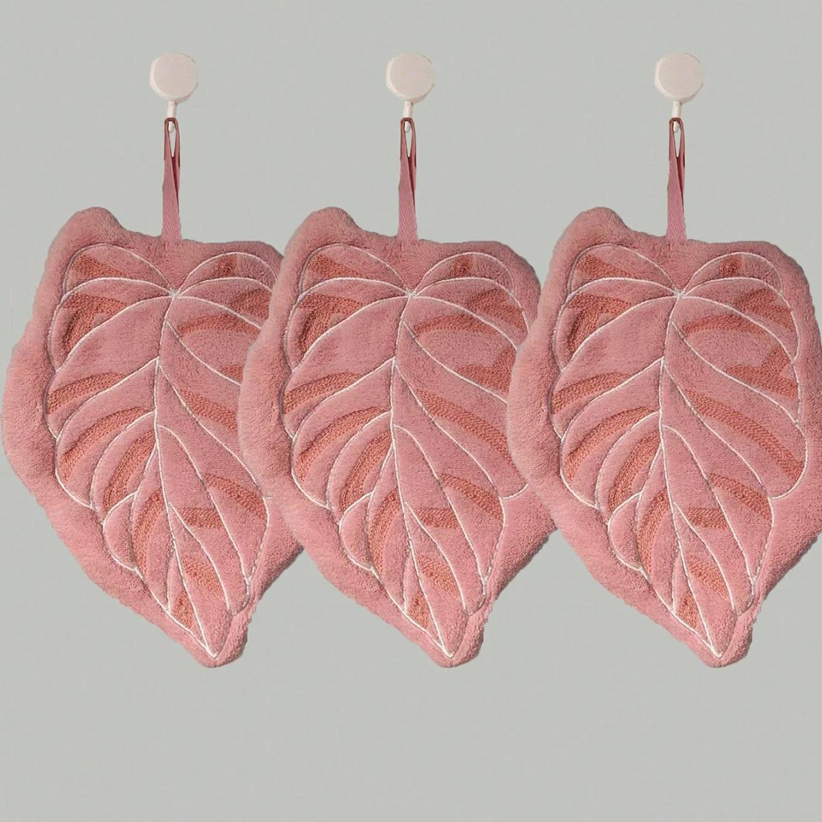 

3Pcs Leaf-Shaped Hand Towels, Hangable, Personalized Decoration, Suitable For Kitchen, Bathroom, And room, Absorbent And Easy To Clean 3PCS