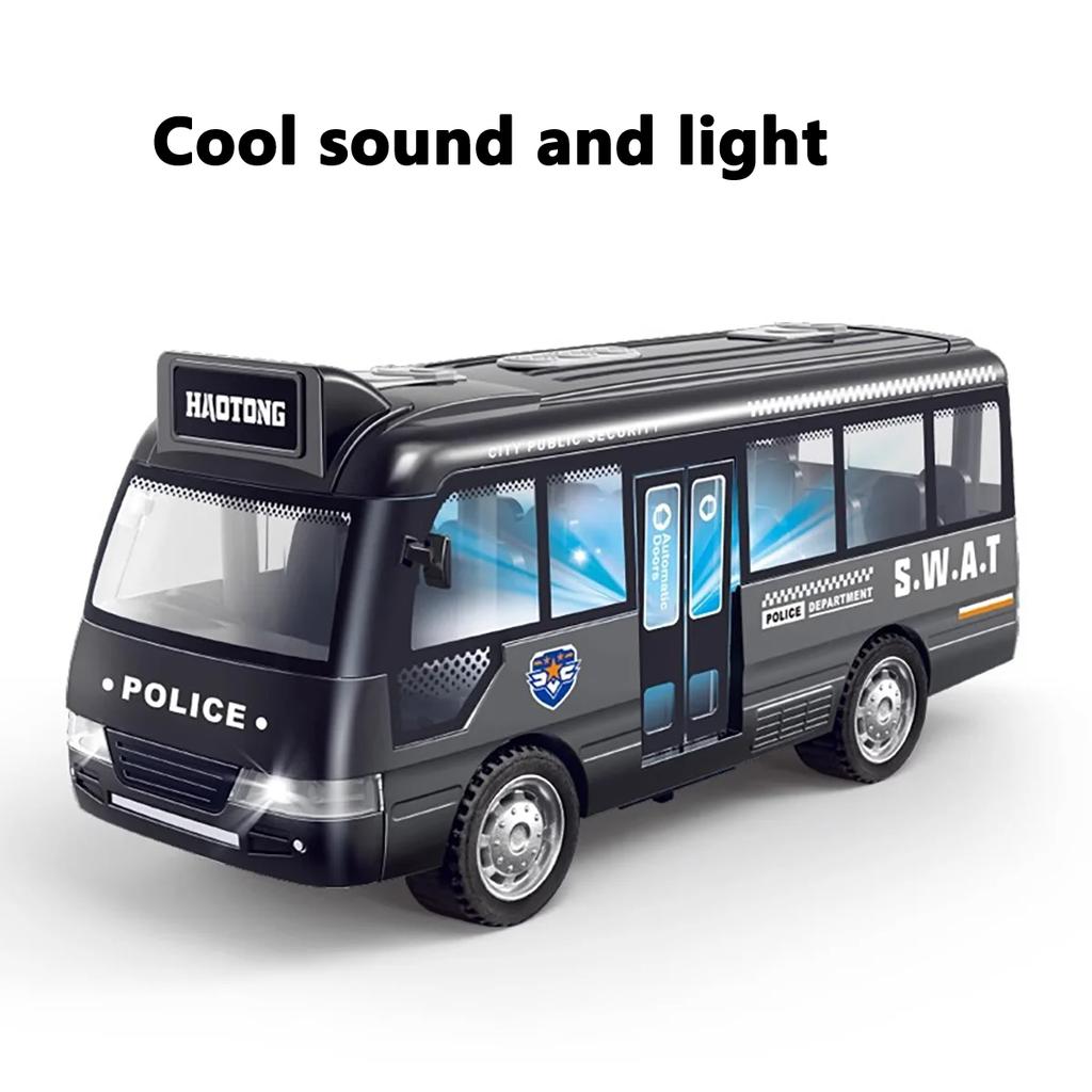 School Bus Toys Cars Die Cast Plastic Little Cars City Bus With Sound And Light Up Friction Powered Cars Play Toys Gift For Kids