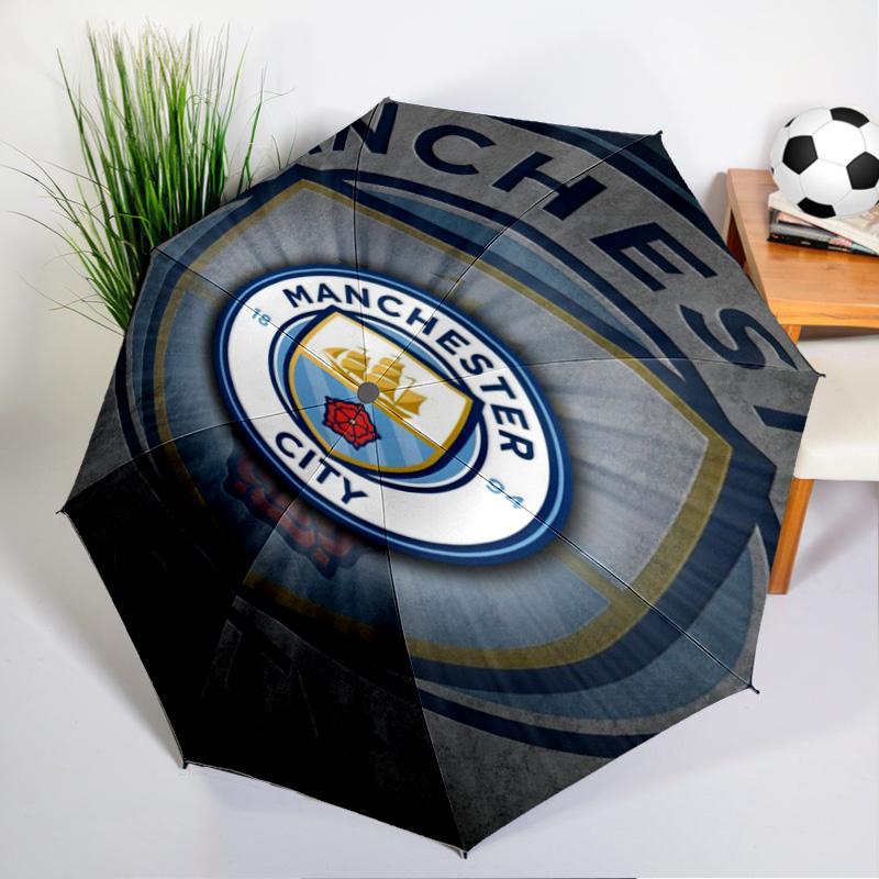 Automatyczny parasol z nadrukiem City Football Club, 8-żebrowy, do podróży, na kemping, parasol codzienny, niezbędny prezent dla rodziny i przyjaciół