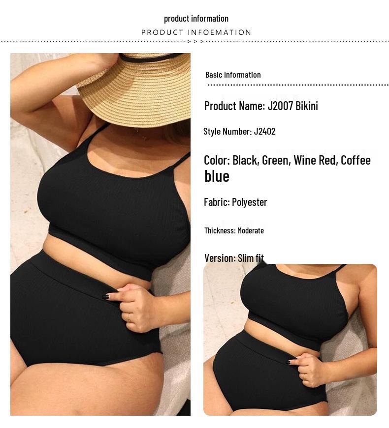2026 Plus Size European & American High Waist Neck Tie Bikini Swimsuit for Women