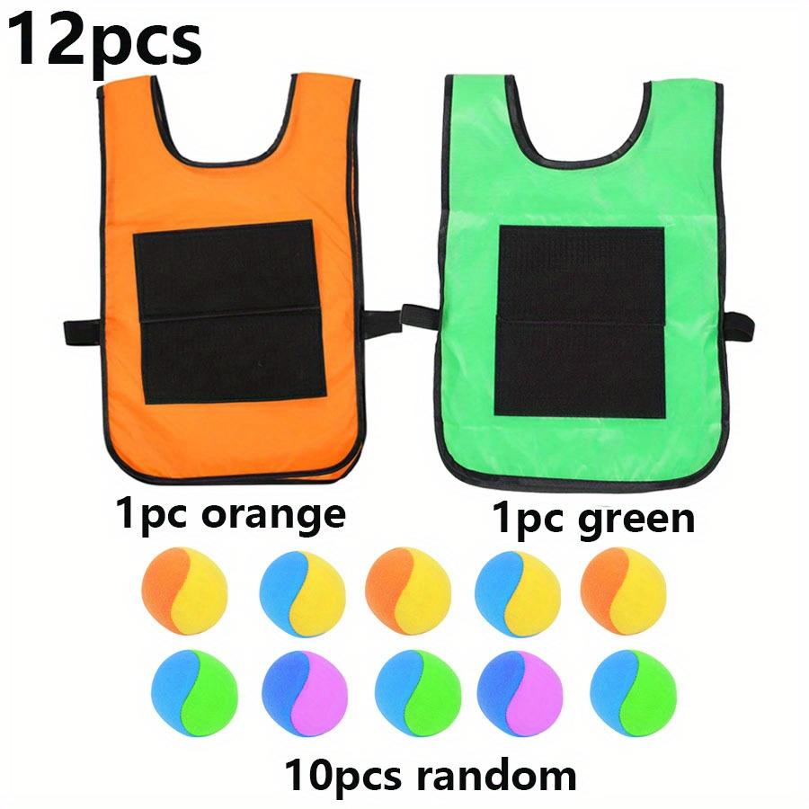 12pcs/set Outdoor Throwing Game Prop 2 Vests 10 Balls for Team Building Backyard Fun Outdoor Sports Family Games Group JXB