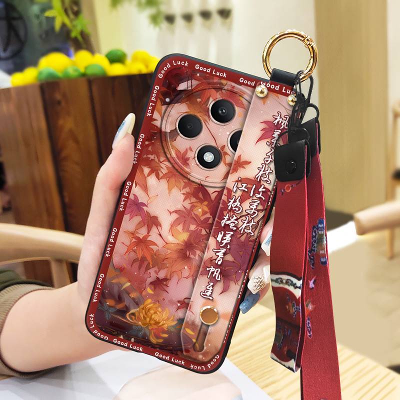 Elderly Lady Kickstand Phone Case For OPPO Reno12F 5G Ring Anti-knock Dirt-resistant Soft Case Wristband Protective