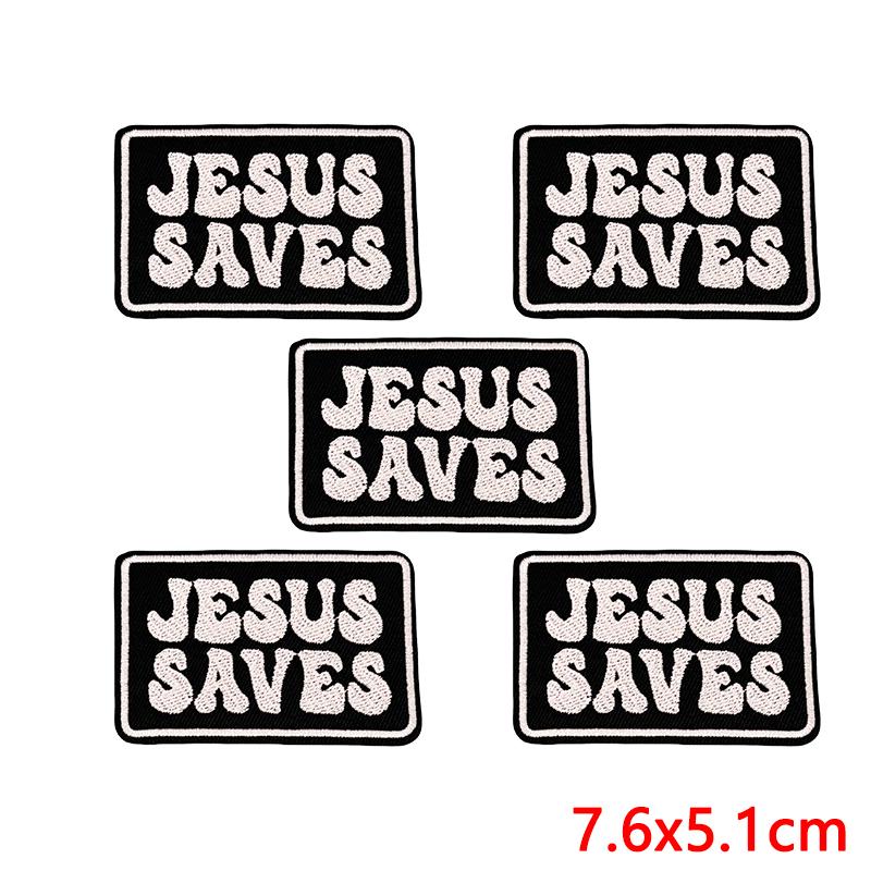 5pcs Wholesale Cartoon Jesus Embroidered For Clothes Iron On Patches For Clothing Hats Backpack Jackets Sew Embroidery Badges