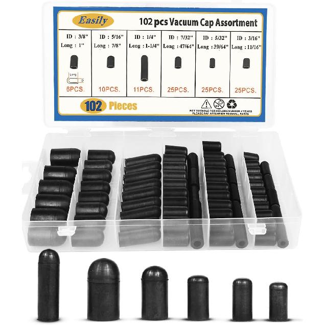 Набор резиновых вакуумных заглушек, 102 шт., Ассортимент вакуумных заглушек, Заглушки для концов шлангов, Набор-ассорти для карбюратора, впускного коллектора, автомобильный 3/16   5/16  7/32  1/4