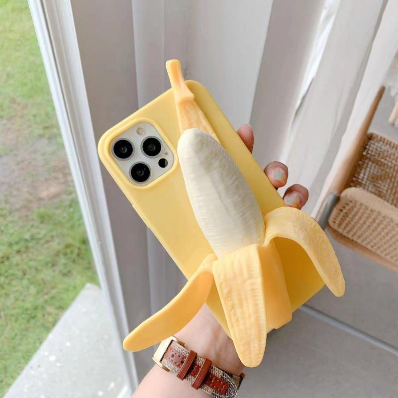 

Compatible with Apple Creative Phone Case for iPhone 17 Pro Max, 3D Banana Squeeze Toy Decompression Protective Cover. iPhone 17 Air