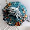 0106 Embossed Floral Marine Animals  Pattern, Automatic Folding Umbrella, Portable and Foldable Design, 8 Ribs, a Christmas or Birthday Gift.