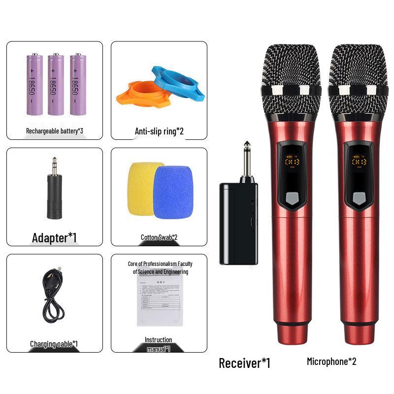 2.4G Wireless Dual Microphone & Speaker System for Home, Karaoke, Outdoor, and Live Broadcasts.