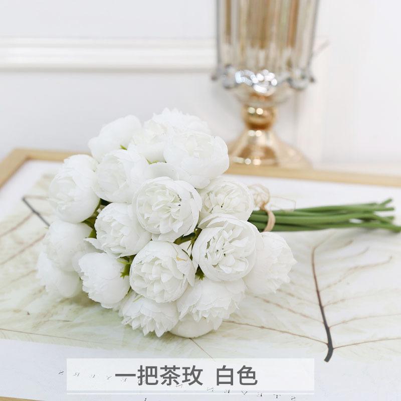 27 Head Artificial Flowers Plastic Tea Rose Bouquet Decoration Wedding Decor Bouquet Garden Party Home Decor Ornaments