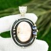 Sisters Day Deal 925 Silver Oval Scolecite Gemstone Iolite Bezel Mother Pendant