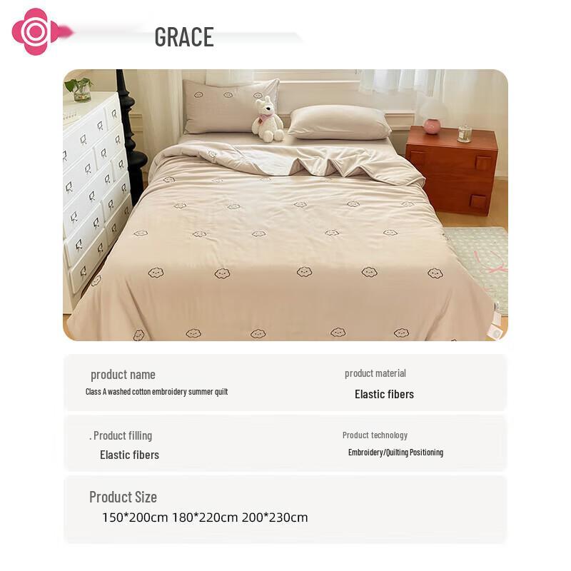 Grace Embroidered Washed Cotton Summer Quilt
