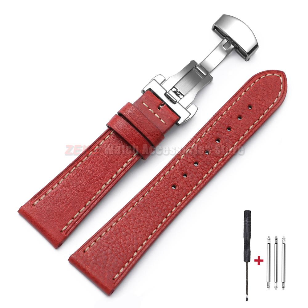 18mm 20mm 22mm Cowhide Watch Strap for Rolex for Seiko Quick Release Wrist Band Butterfly Buckle Leather Bracelet Accessories