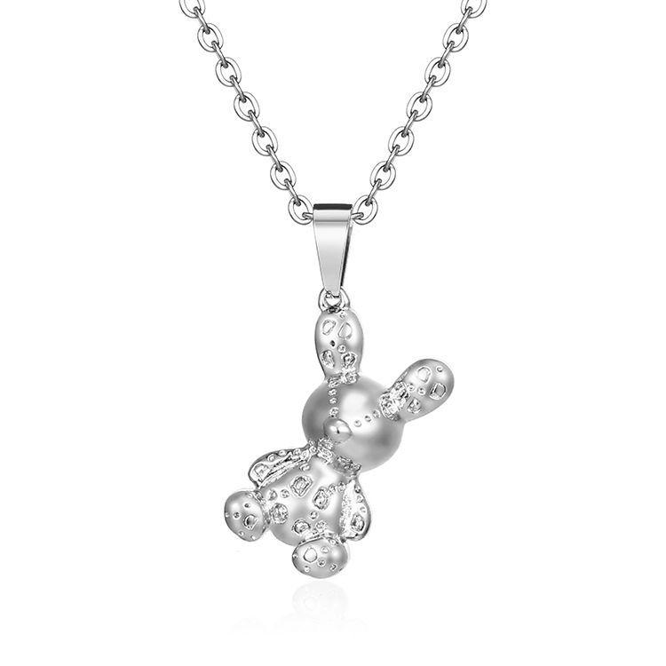 European and American Fashion Rabbit Pendant Necklace, 18K Plated Stainless Steel, Women's Trendy Accessory
