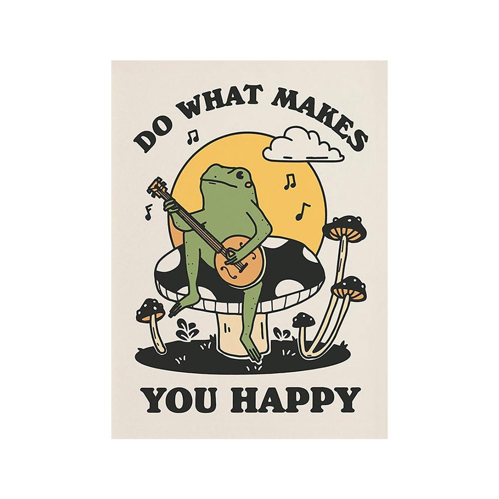 You're Definitely a Funny Poster with Retro Fungi from the '70s, Fancy Hippies, Ball, Dancing Frogs, Canvas, Painting, Wall Art Photography
