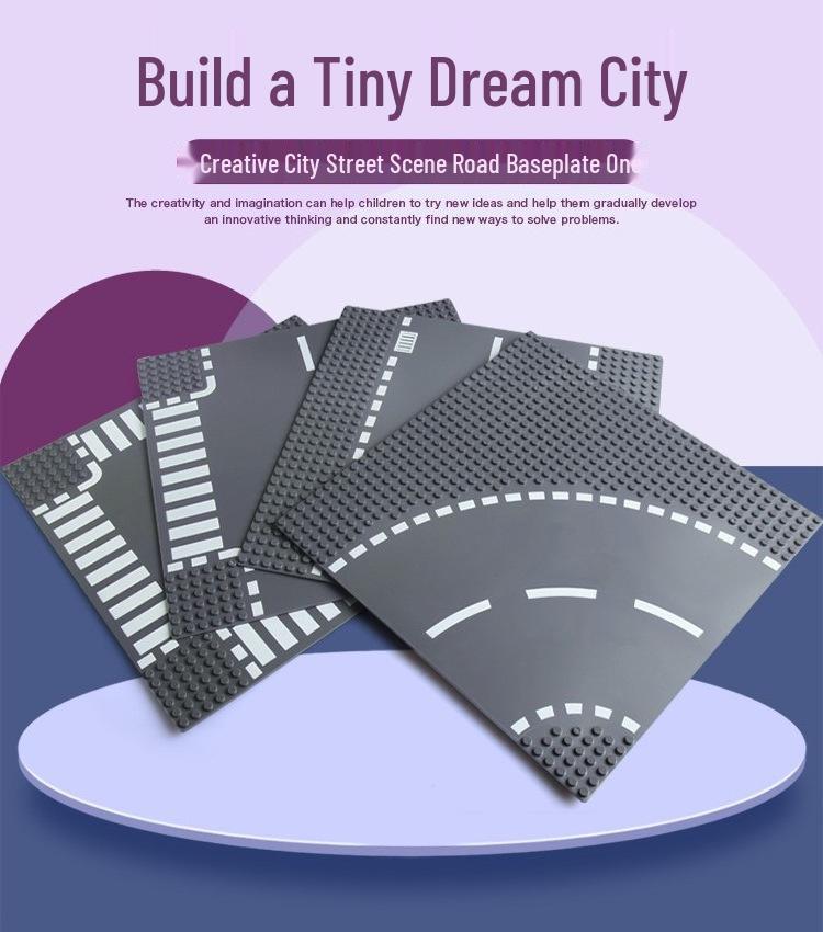 Early Education City Road Baseplate for Young Children - Building Block Accessories