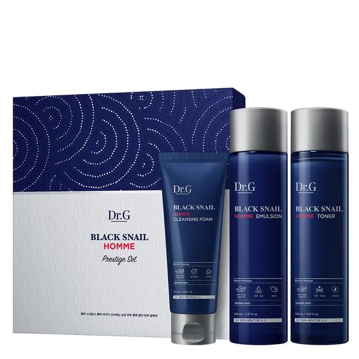Black Snail Homme Prestige Set (150 ml Gesichtswasser + 150 ml Emulsion + 70 ml Reinigungsschaum enthalten)