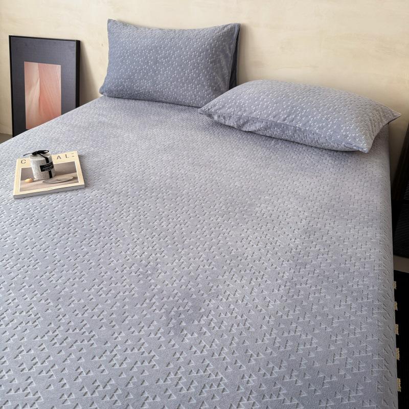 Winter Milk Velvet Single Fitted Sheet, New High Weight Plus Velvet Warm Fitted Sheet, All-inclusive Anti-slip Bed Sheet
